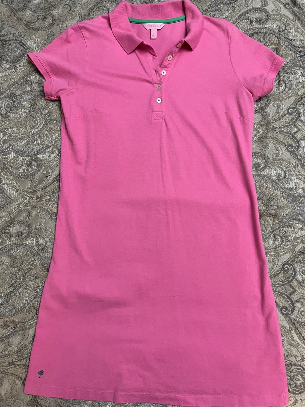 Lilly Pulitzer Pink Polo dress, Green logo, Excellent used condition, size L